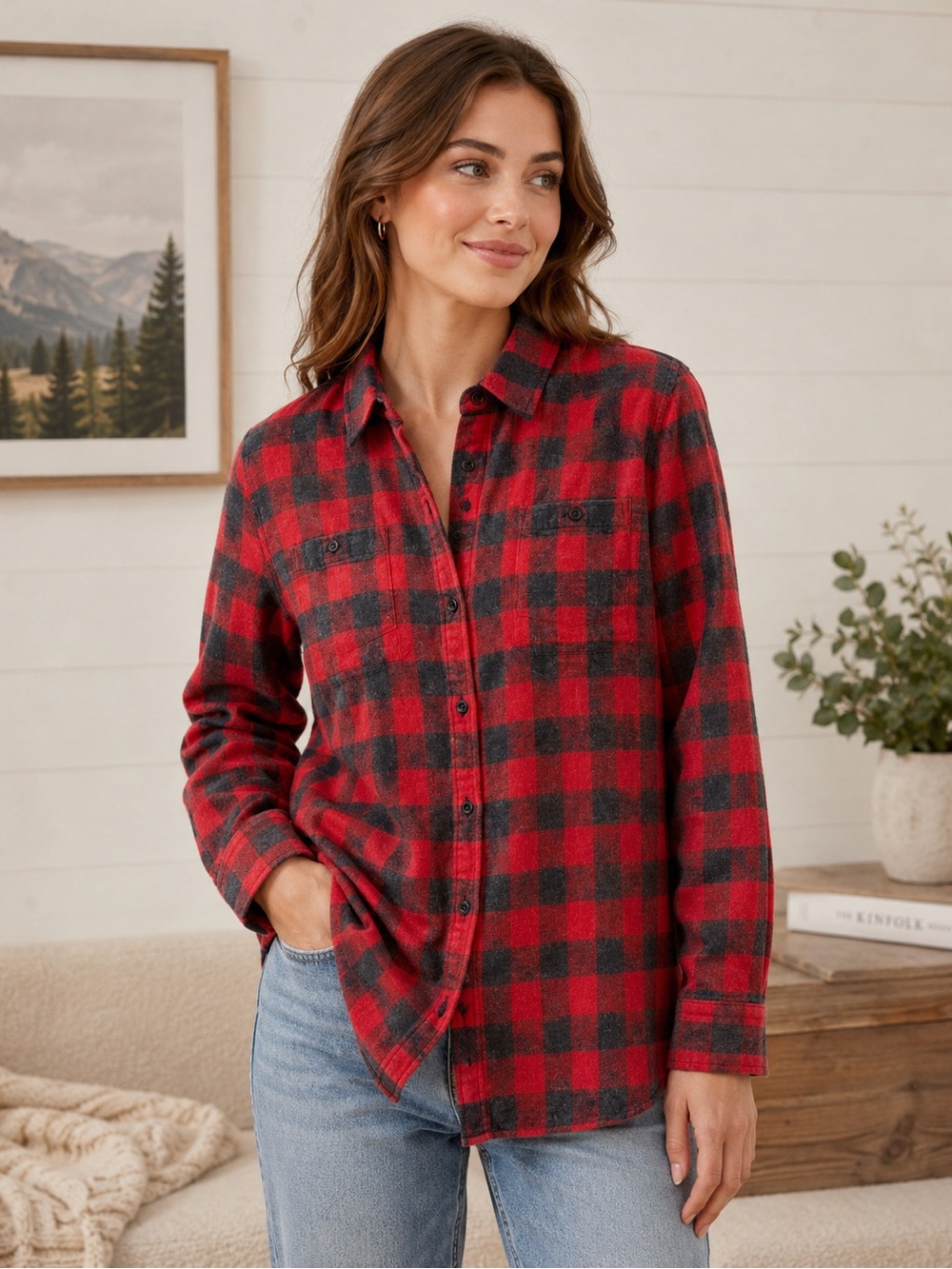 Woolrich Red and Black Checkered Shirt
